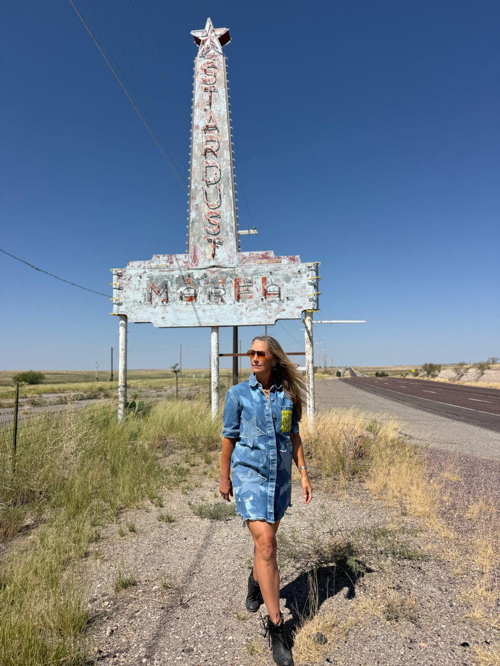 Hand Stitched We’ll Be Counting Stars Denim Dress