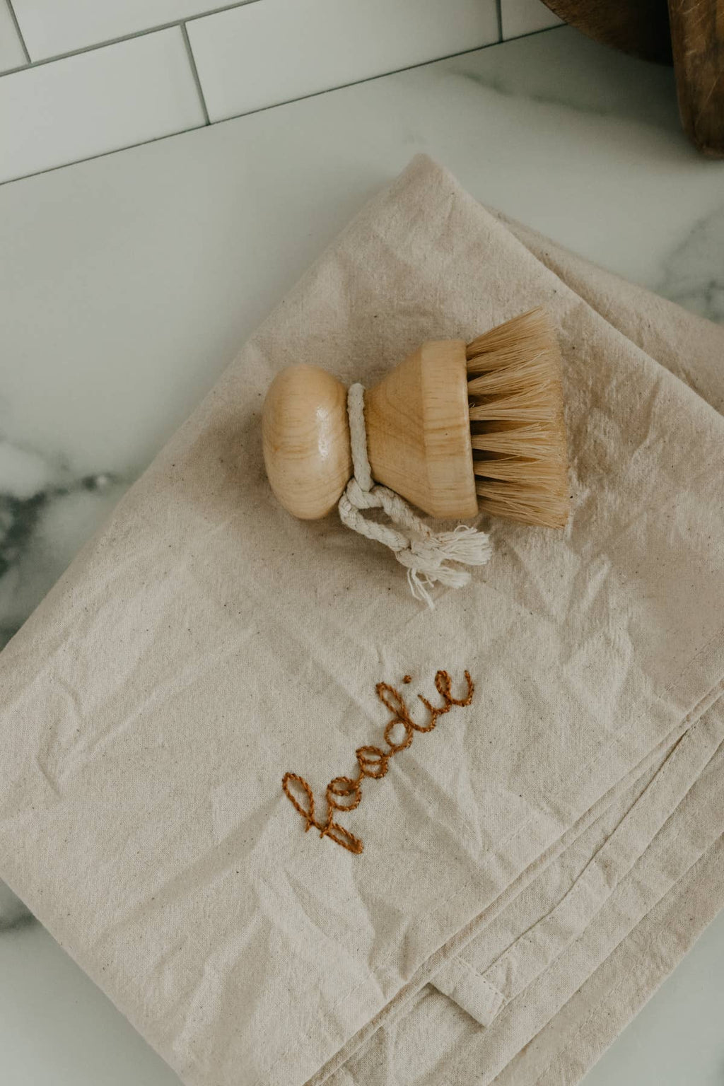 Hand embroidered Hand dyed Organic cotton Kitchen Towel 
