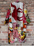 Camel Silk Ikat Patchwork Caftan Medium