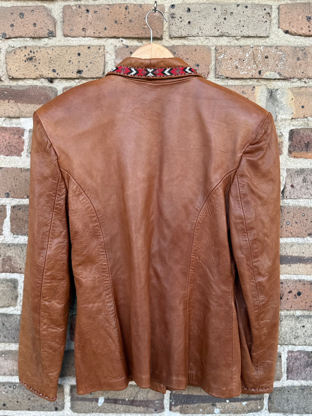 Vintage Renegade by Ren and Ellis Leather Jacket with Native Americana Beadwork