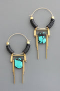 FERE101 Art Deco turquoise hoop earrings