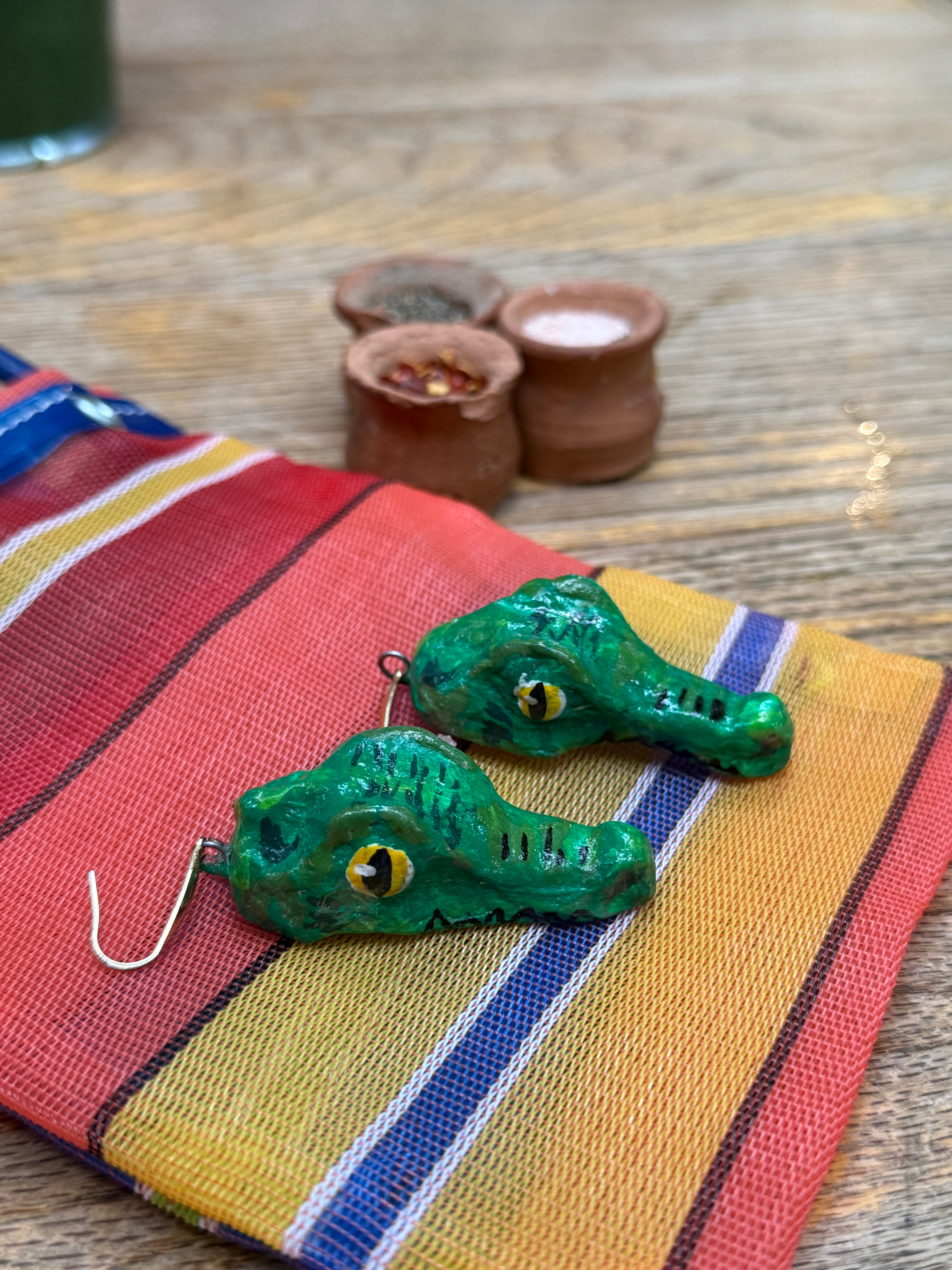 Gator Earrings - Green
