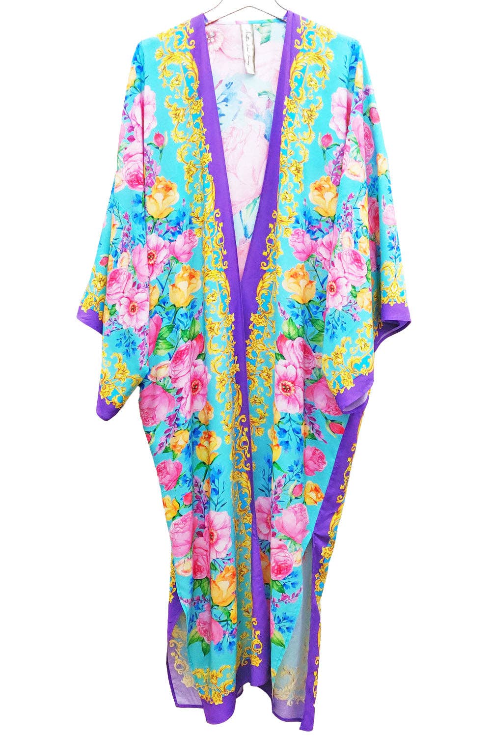 Blossom Maxi Kimono Aqua Floral