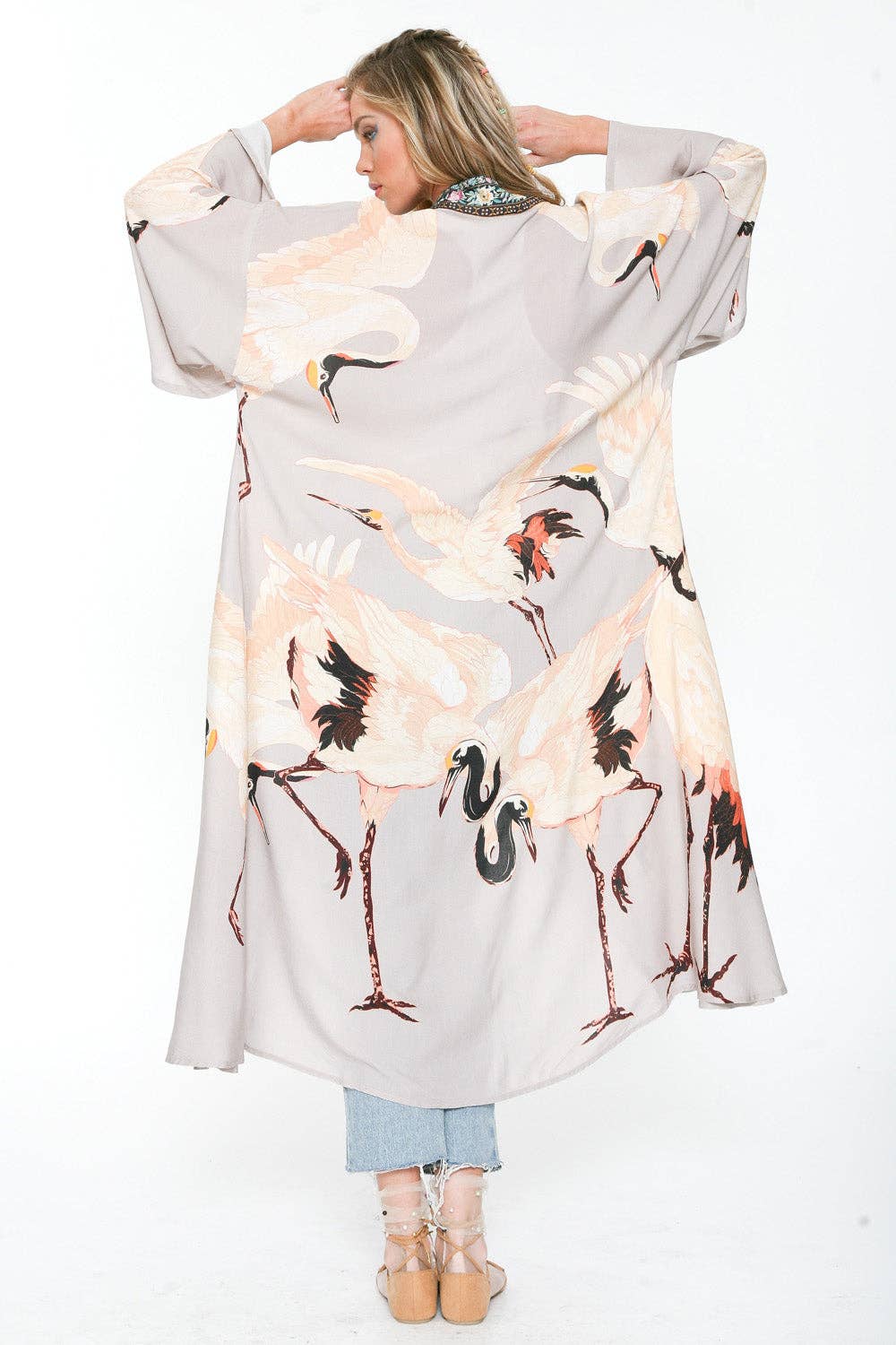 Story of the Crane Kimono Slate