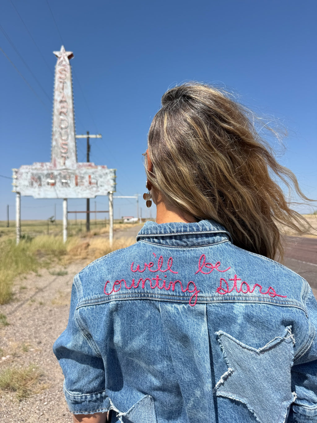 Hand Stitched We’ll Be Counting Stars Denim Dress