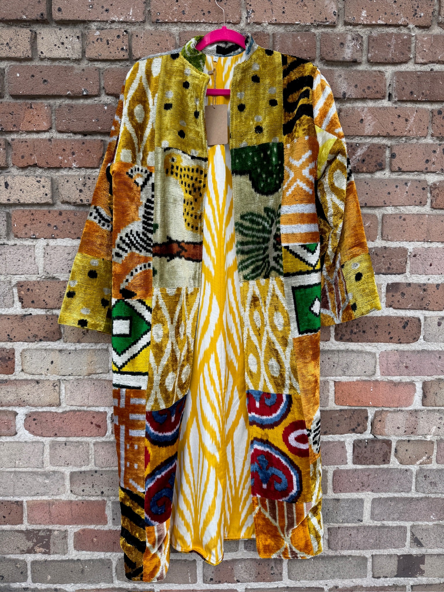 Tiger Silk Ikat Patchwork Caftan Medium