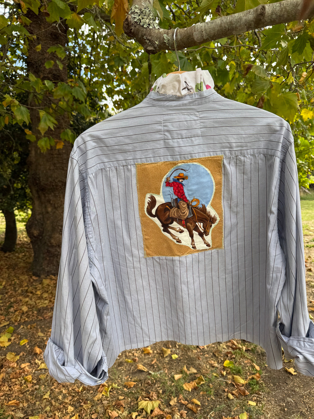 Hand Stitched Bronco Rider Button Up