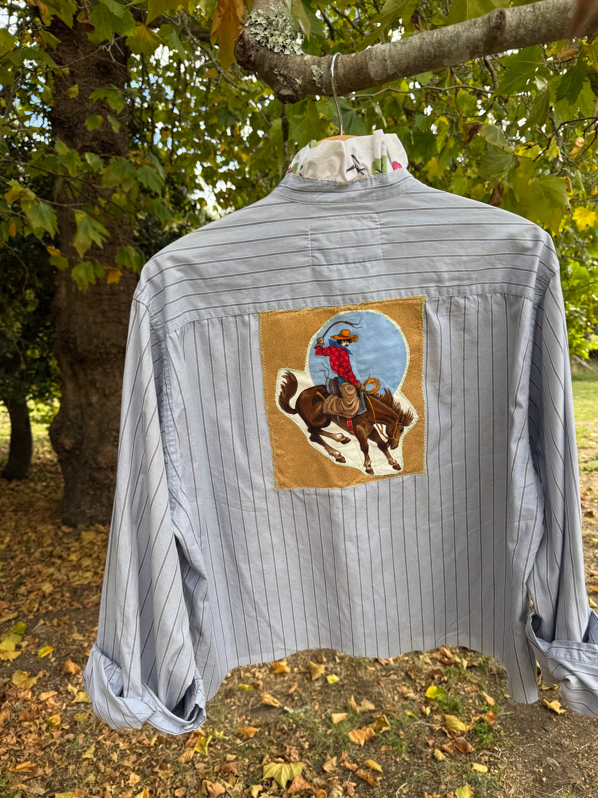 Hand Stitched Bronco Rider Button Up