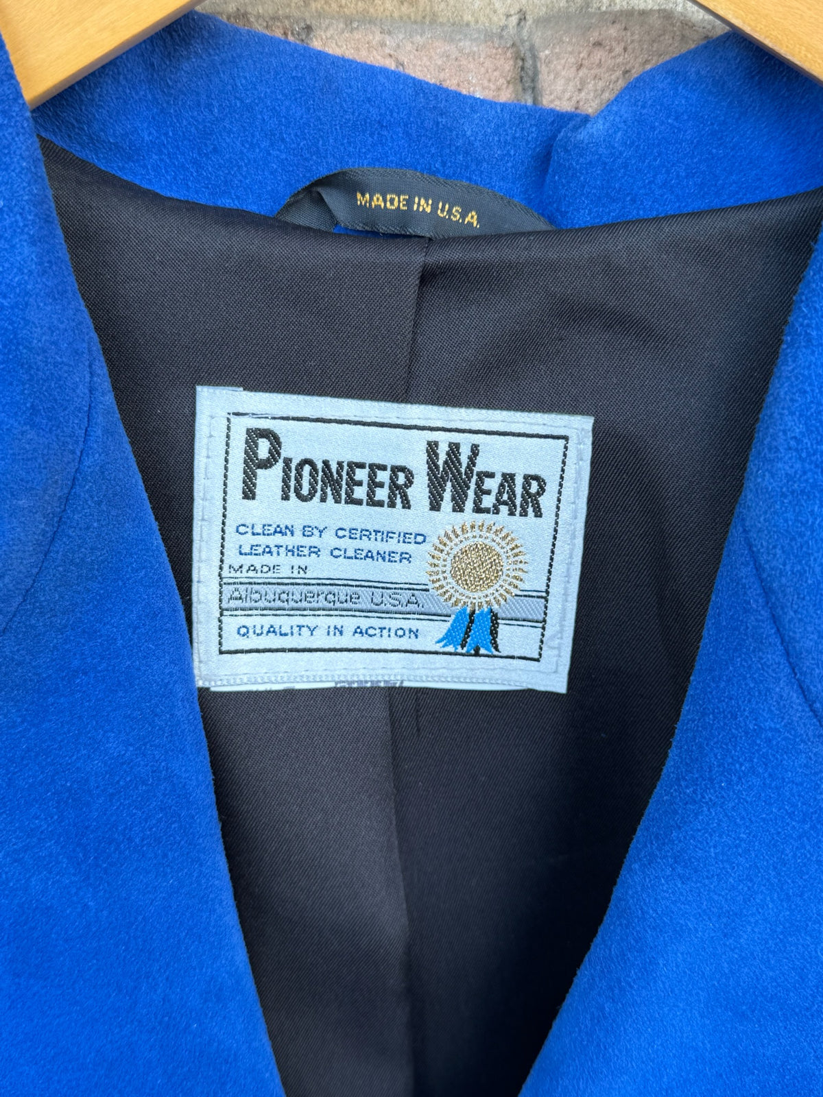Vintage Pioneer Wear Electric Blue Cropped Fringe Jacket