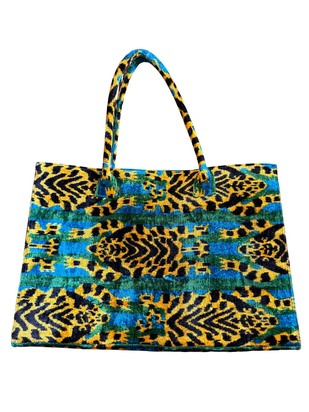 Silk Road Traveler Carry On Green and Blue Tiger Motif