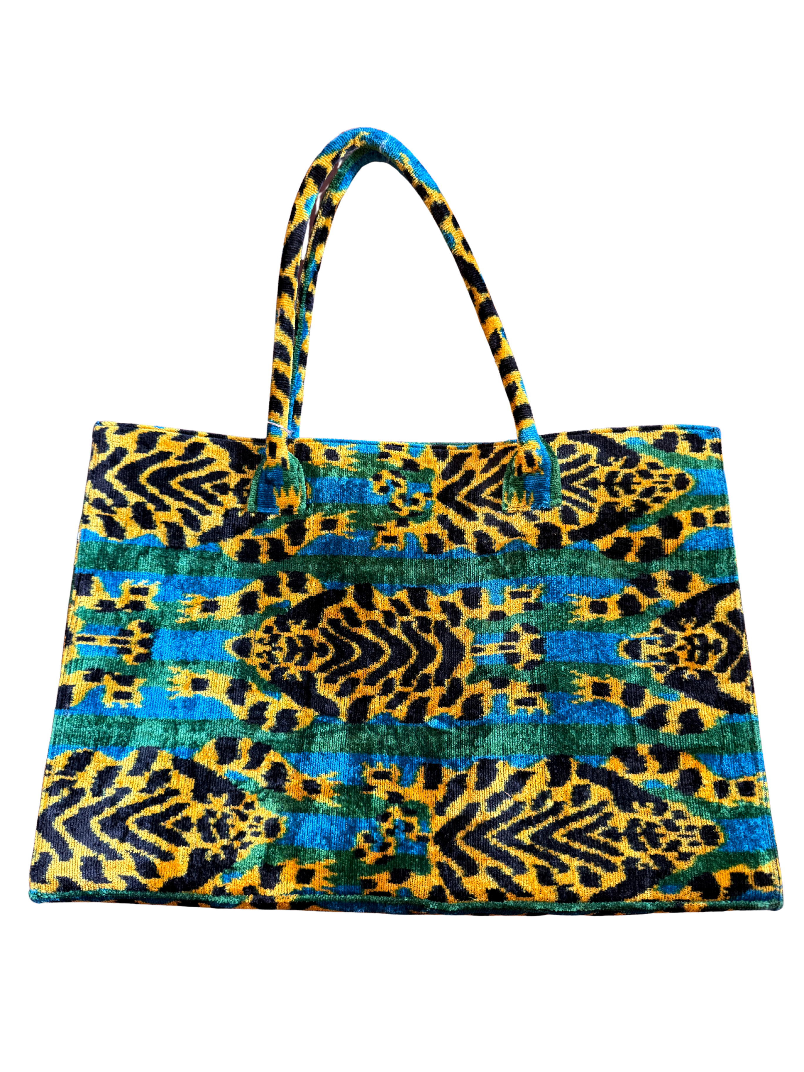 Silk Road Traveler Carry On Green and Blue Tiger Motif