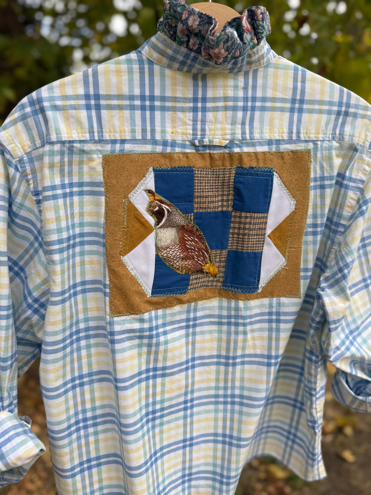 Hand Stitched Quail Button Up