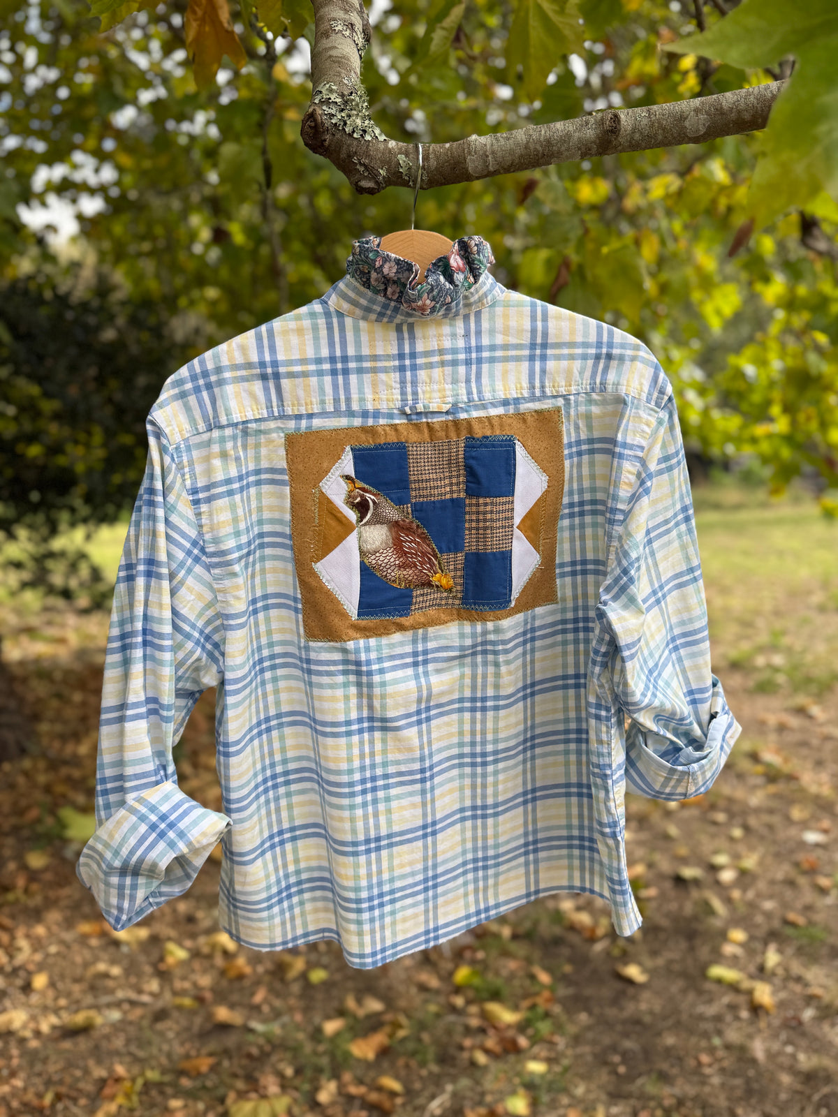 Hand Stitched Quail Button Up