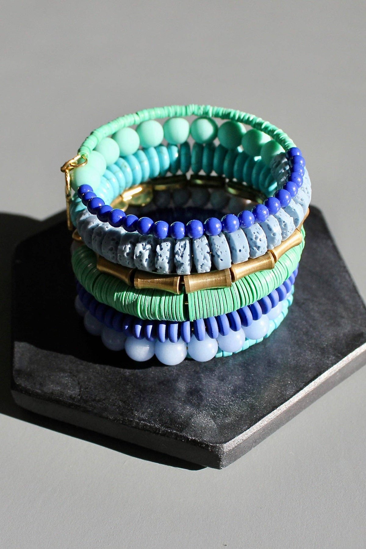 KYLB03 turquoise and cobalt wrap bracelet