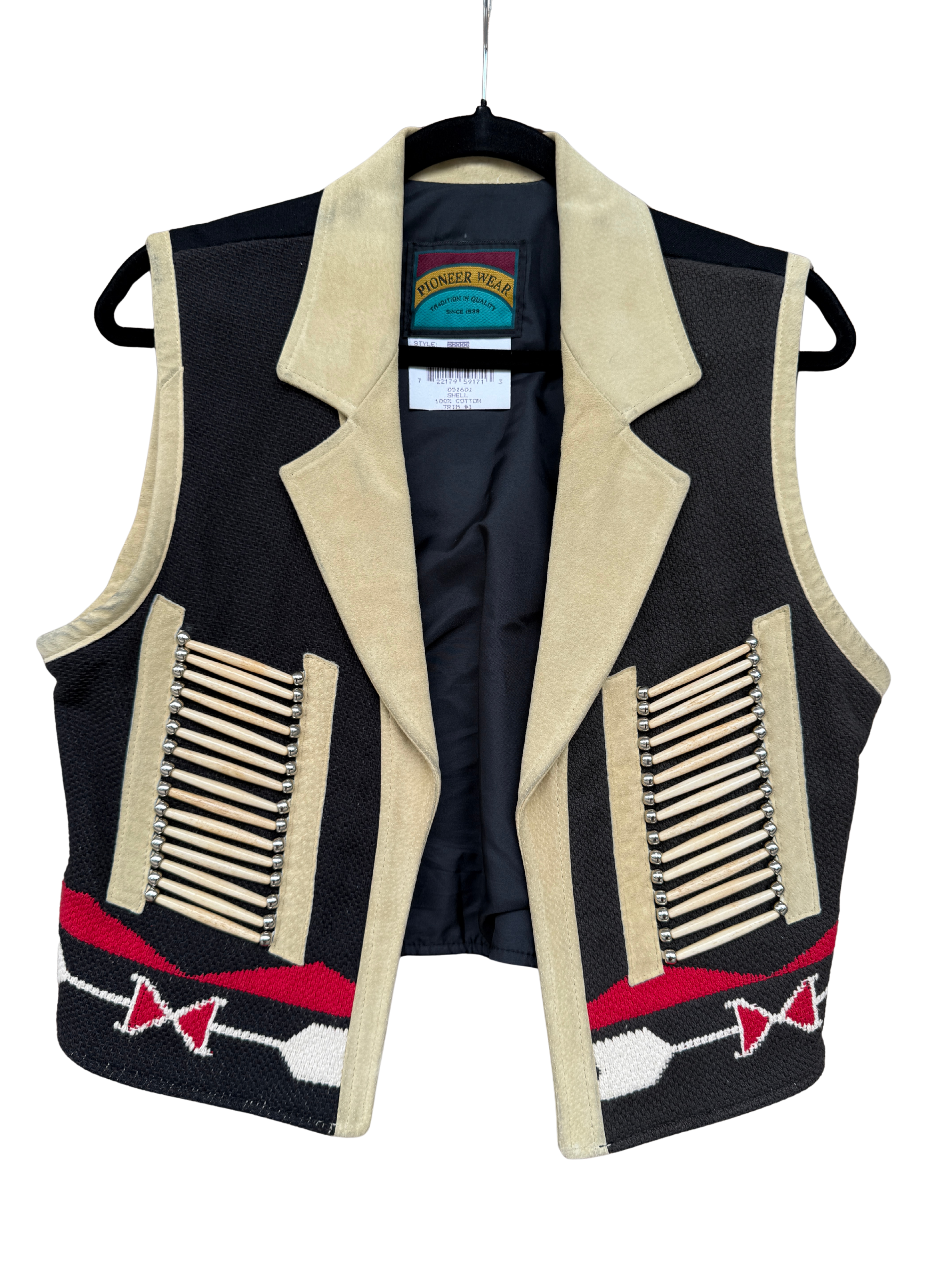 Vintage Pioneer Wear Vest with Bone and Geometric Detail
