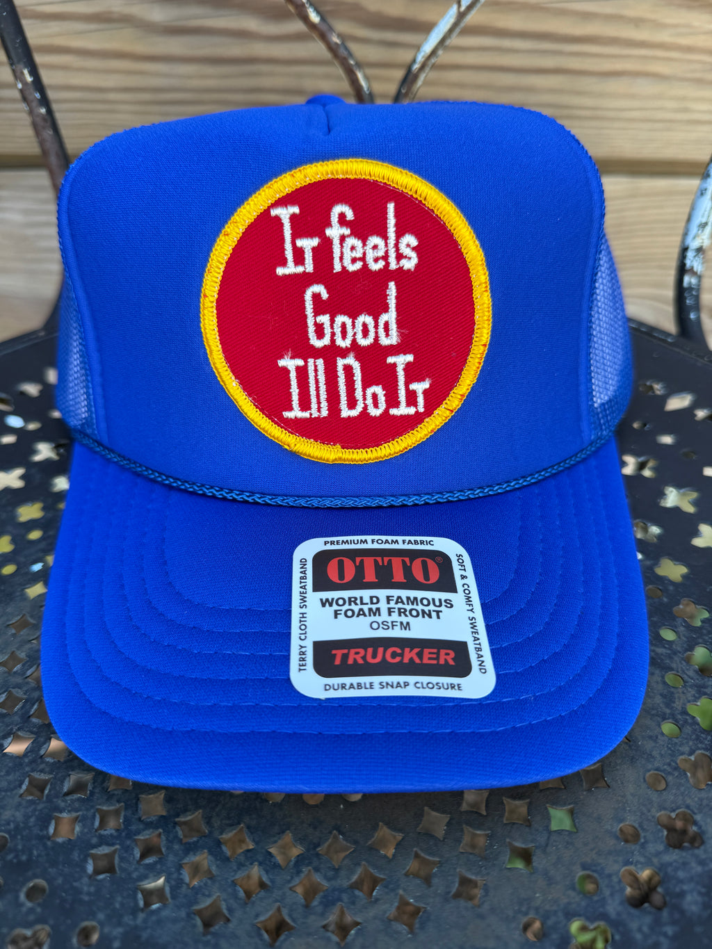 Trucker Hat featuring Vintage Patch- it feels good