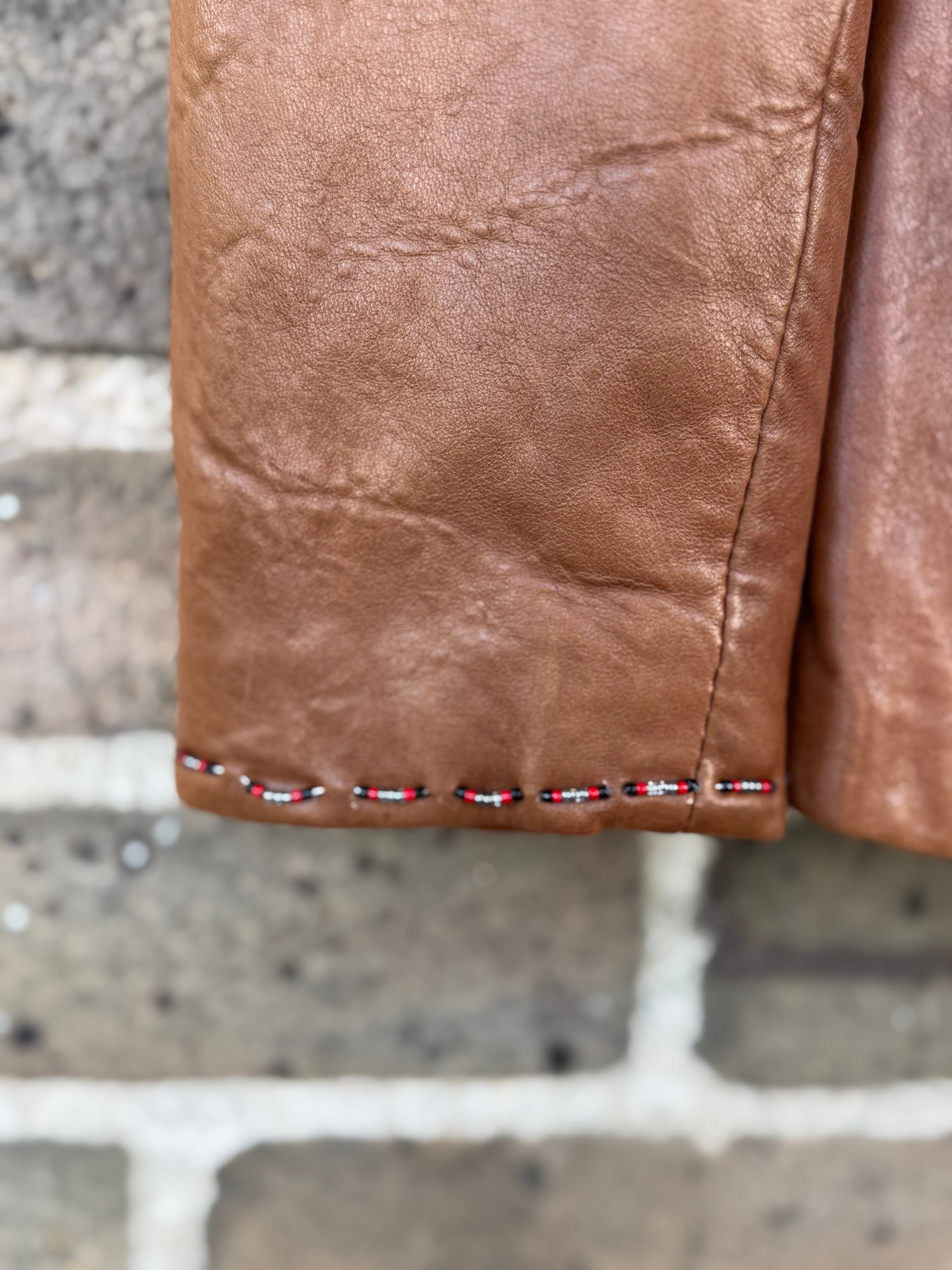 Vintage Renegade by Ren and Ellis Leather Jacket with Native Americana Beadwork