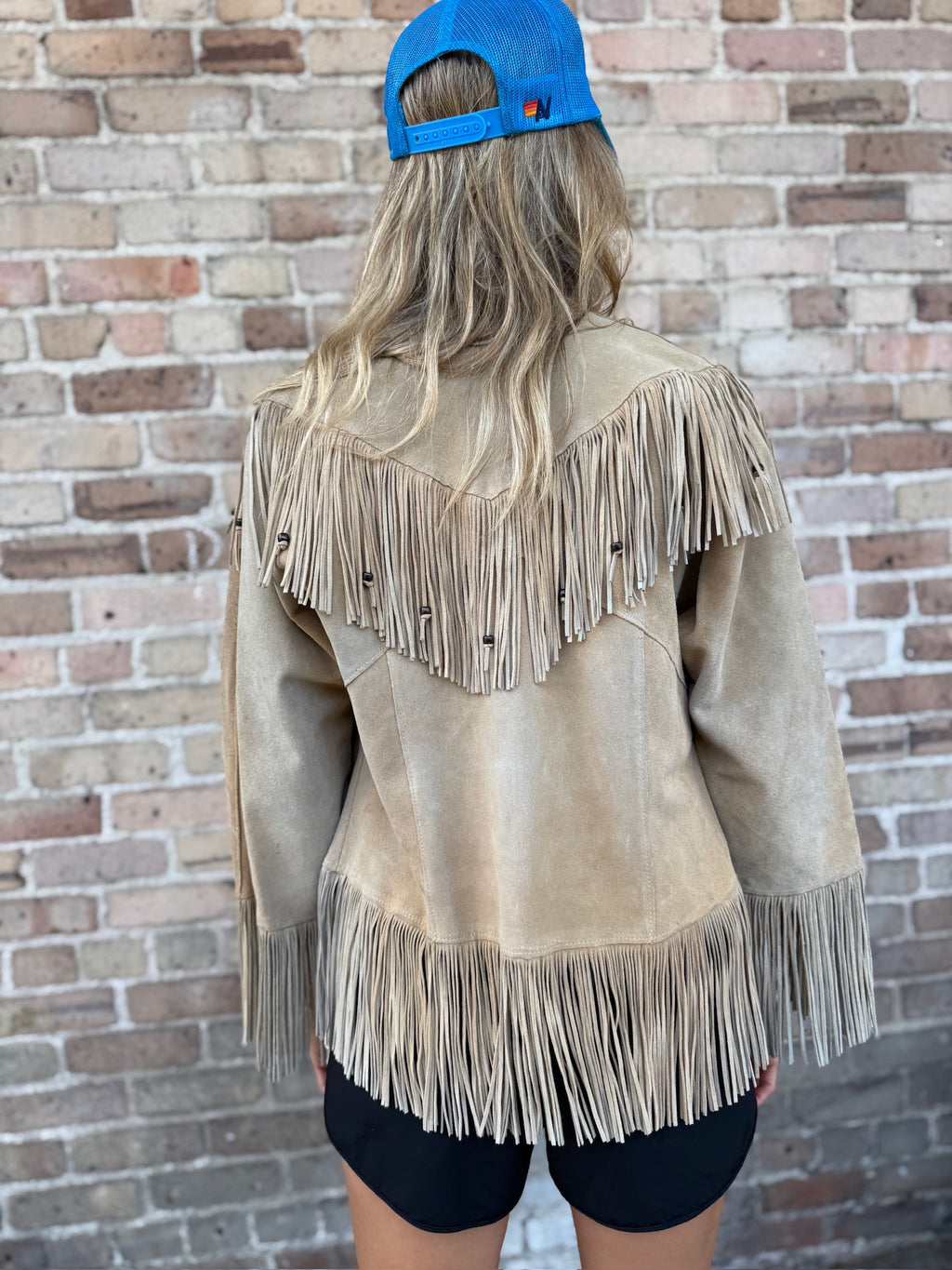 Vintage Pioneer Wear Suede Jacket with Black Beads
