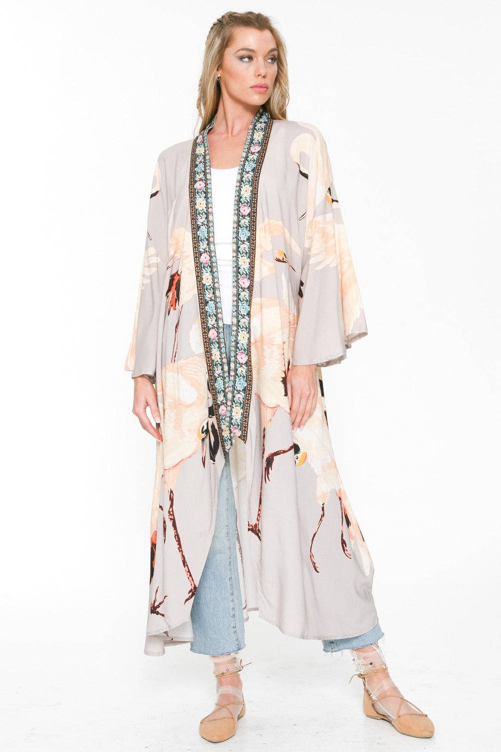 Story of the Crane Kimono Slate