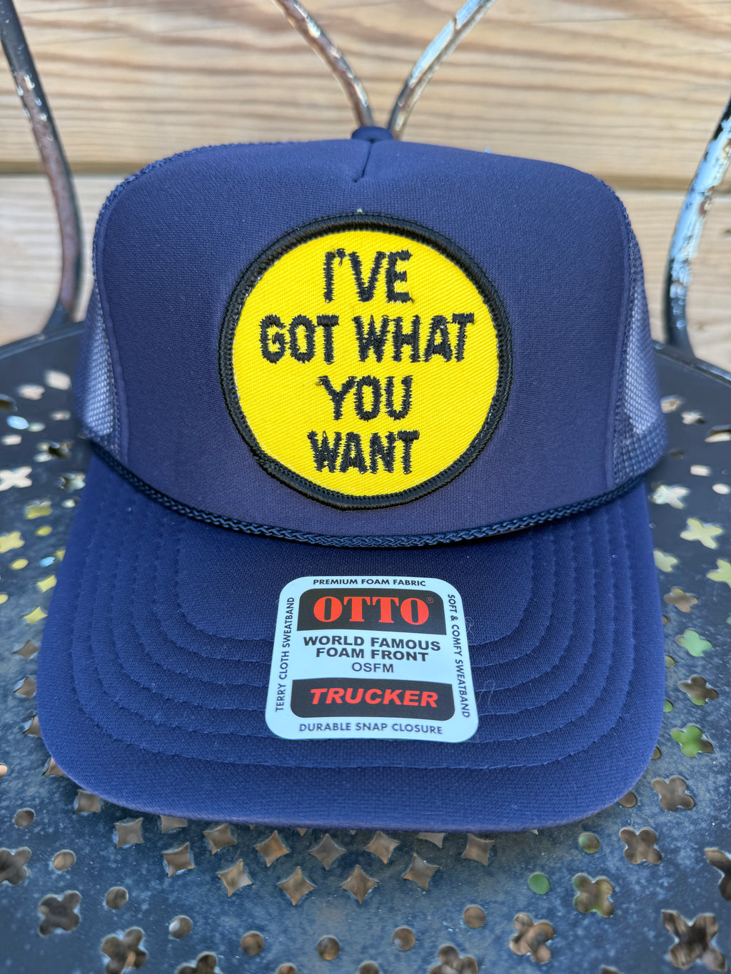 Trucker Hat featuring Vintage Patch-got what you want