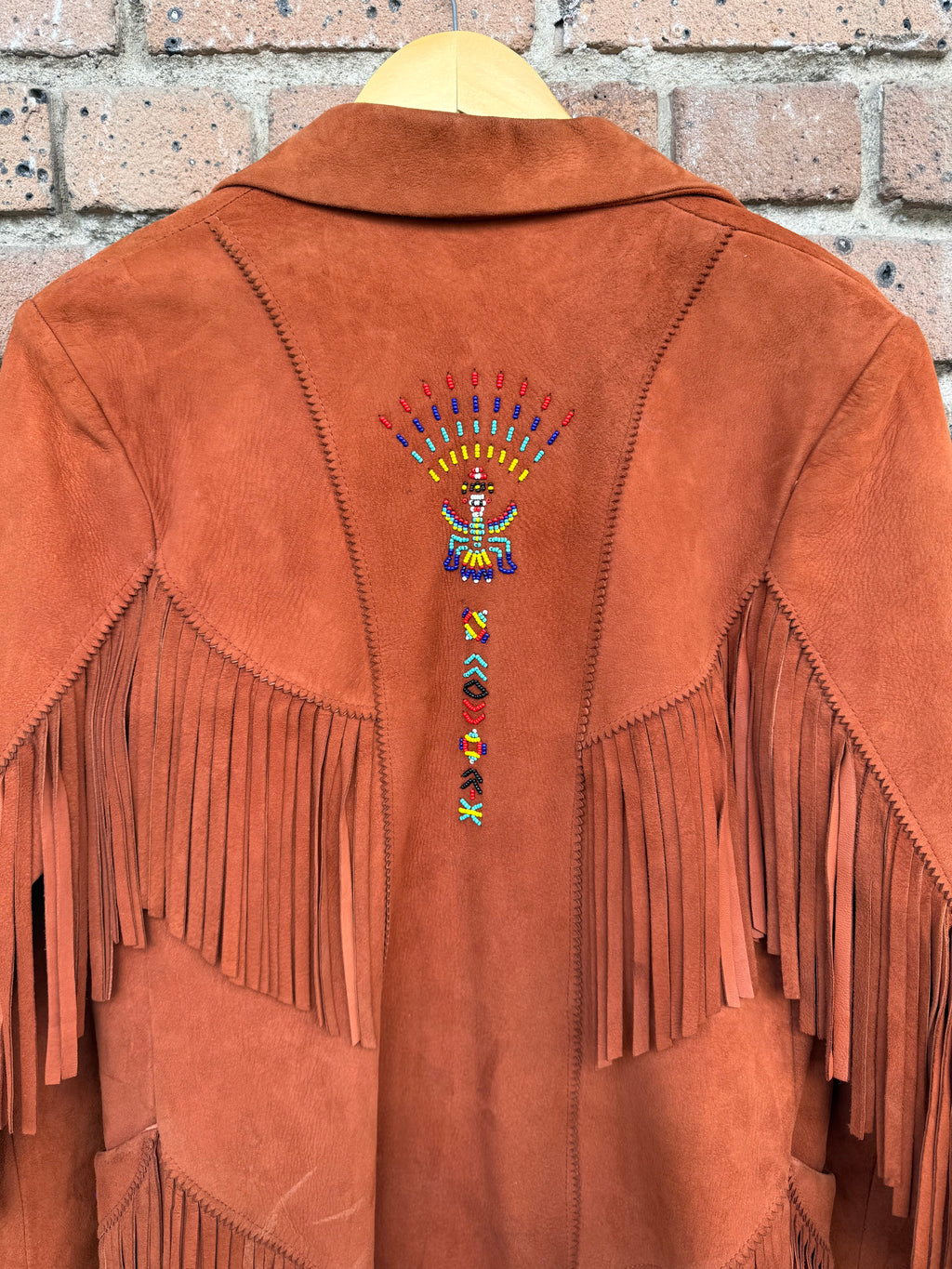Vintage Pioneer Wear Fringe Suede Jacket with Beadwork