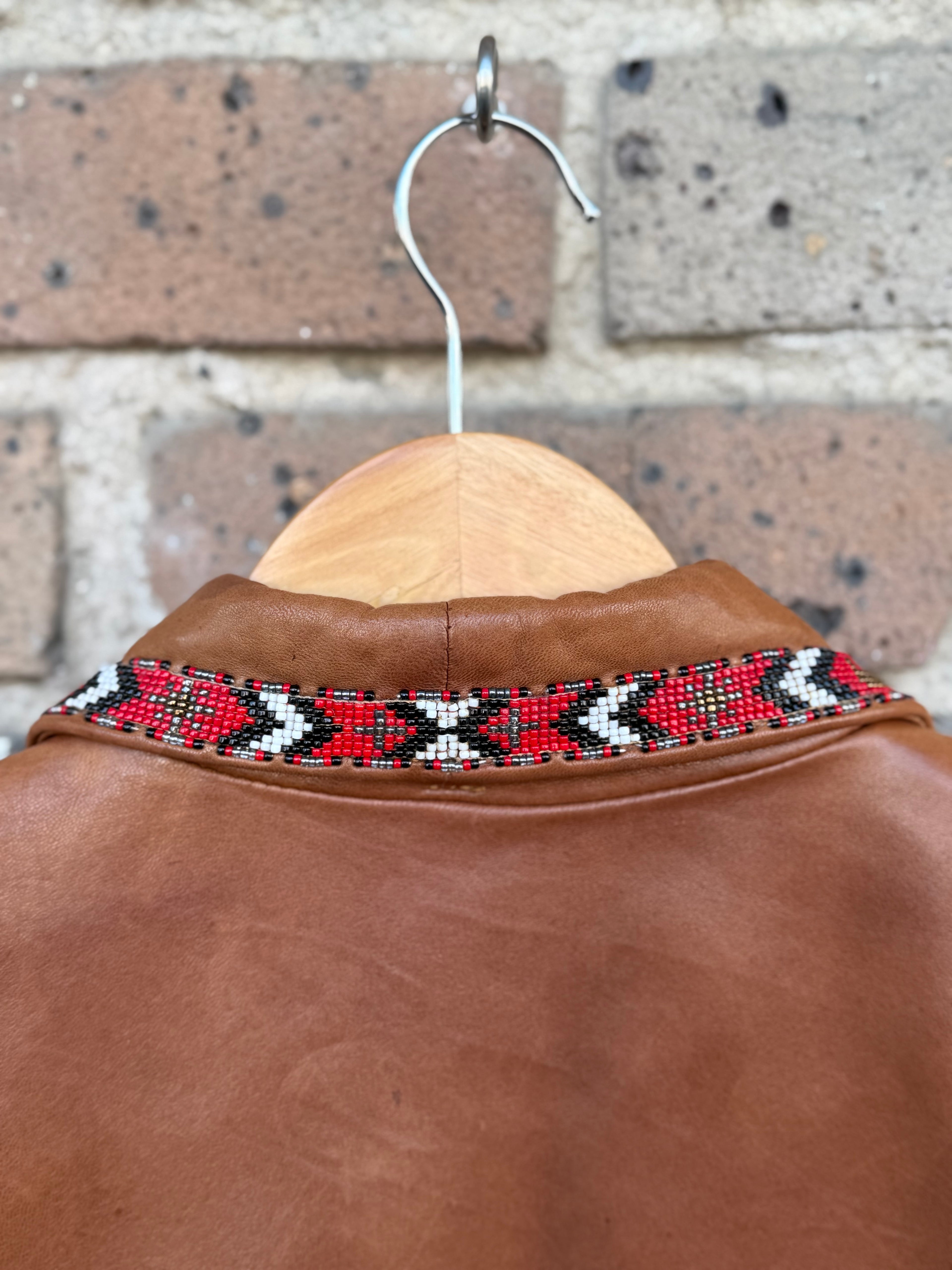 Vintage Renegade by Ren and Ellis Leather Jacket with Native Americana Beadwork