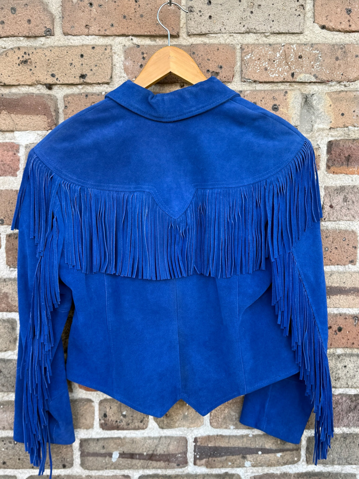 Vintage Pioneer Wear Electric Blue Cropped Fringe Jacket