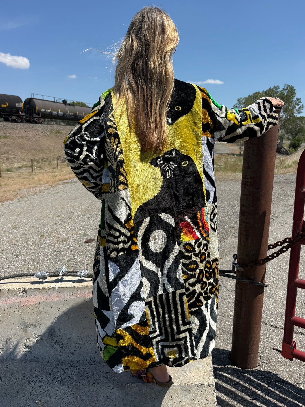 Black Panther Silk Ikat Patchwork Caftan