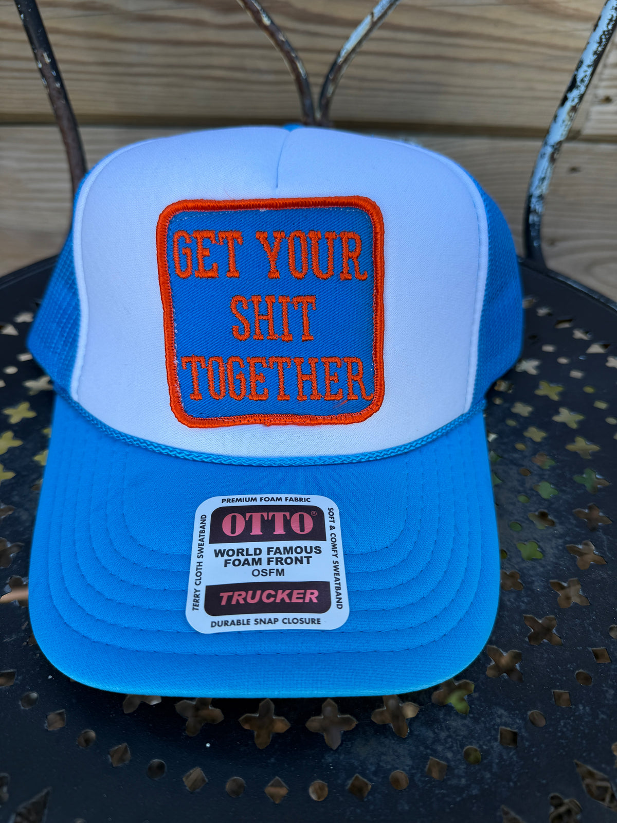 Trucker Hat featuring Vintage Patch- get your shit together