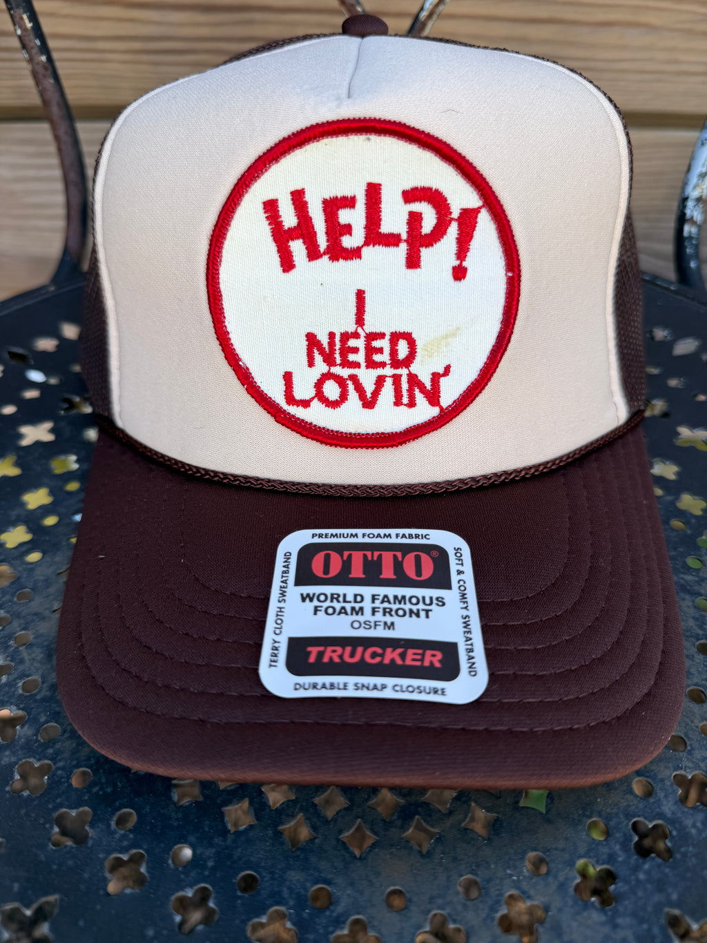 Trucker Hat featuring Vintage Patch- help I need lovin’