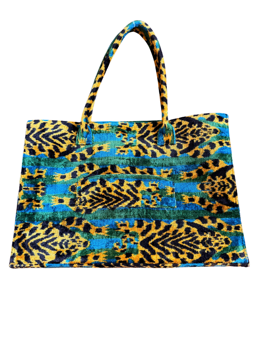Silk Road Traveler Carry On Green and Blue Tiger Motif