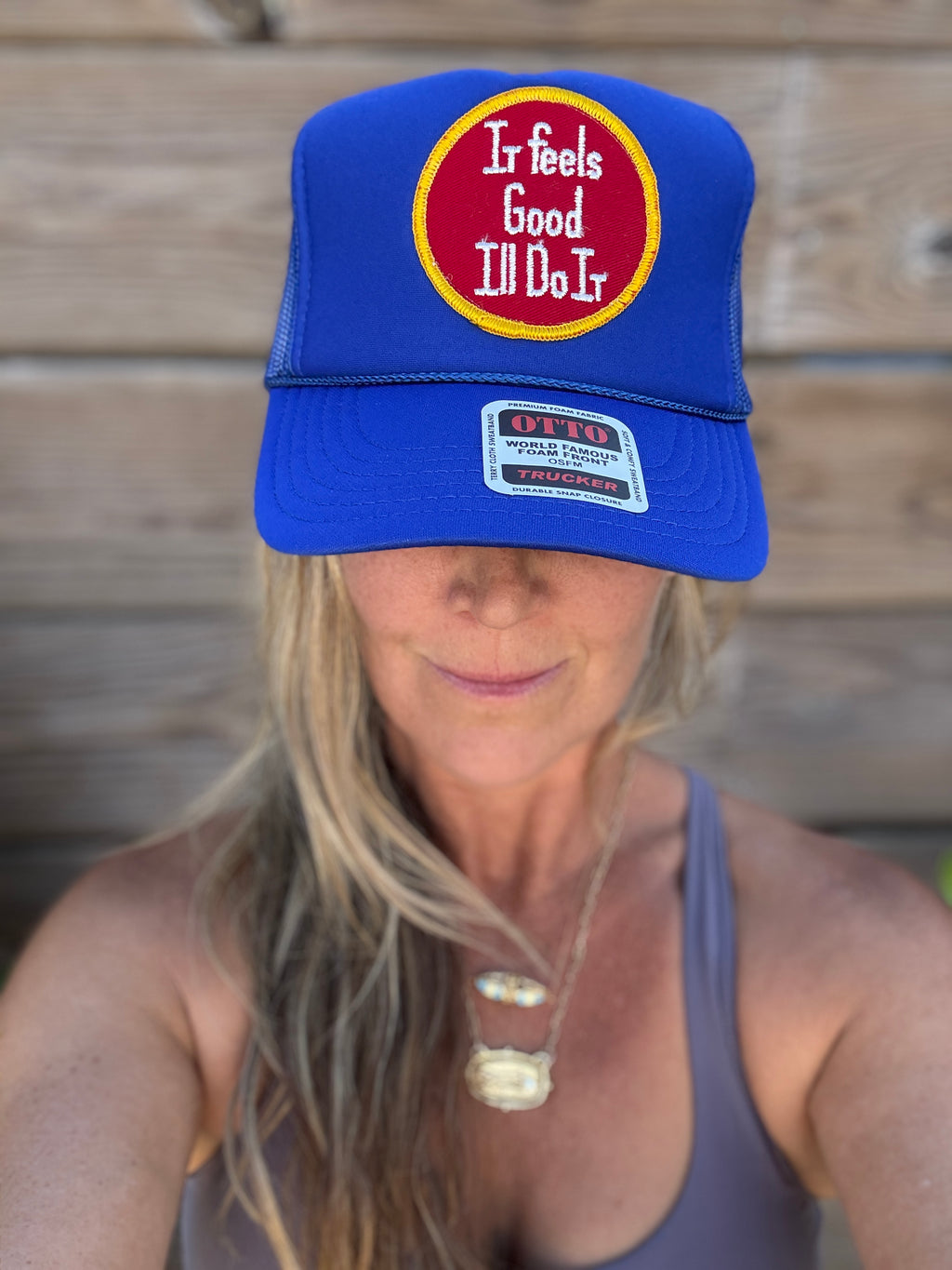Trucker Hat featuring Vintage Patch- it feels good