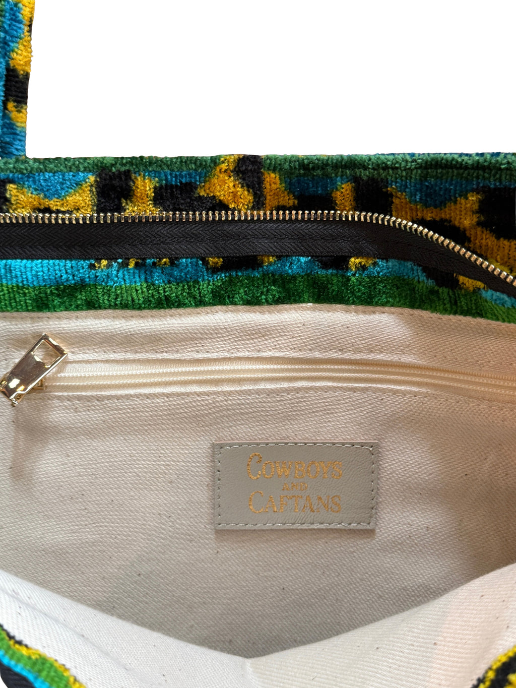 Silk Road Traveler Carry On Green and Blue Tiger Motif