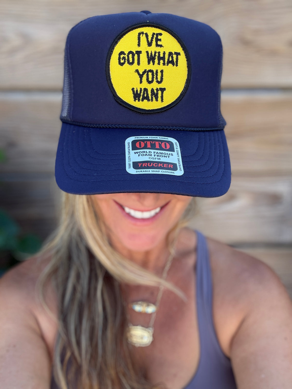 Trucker Hat featuring Vintage Patch-got what you want