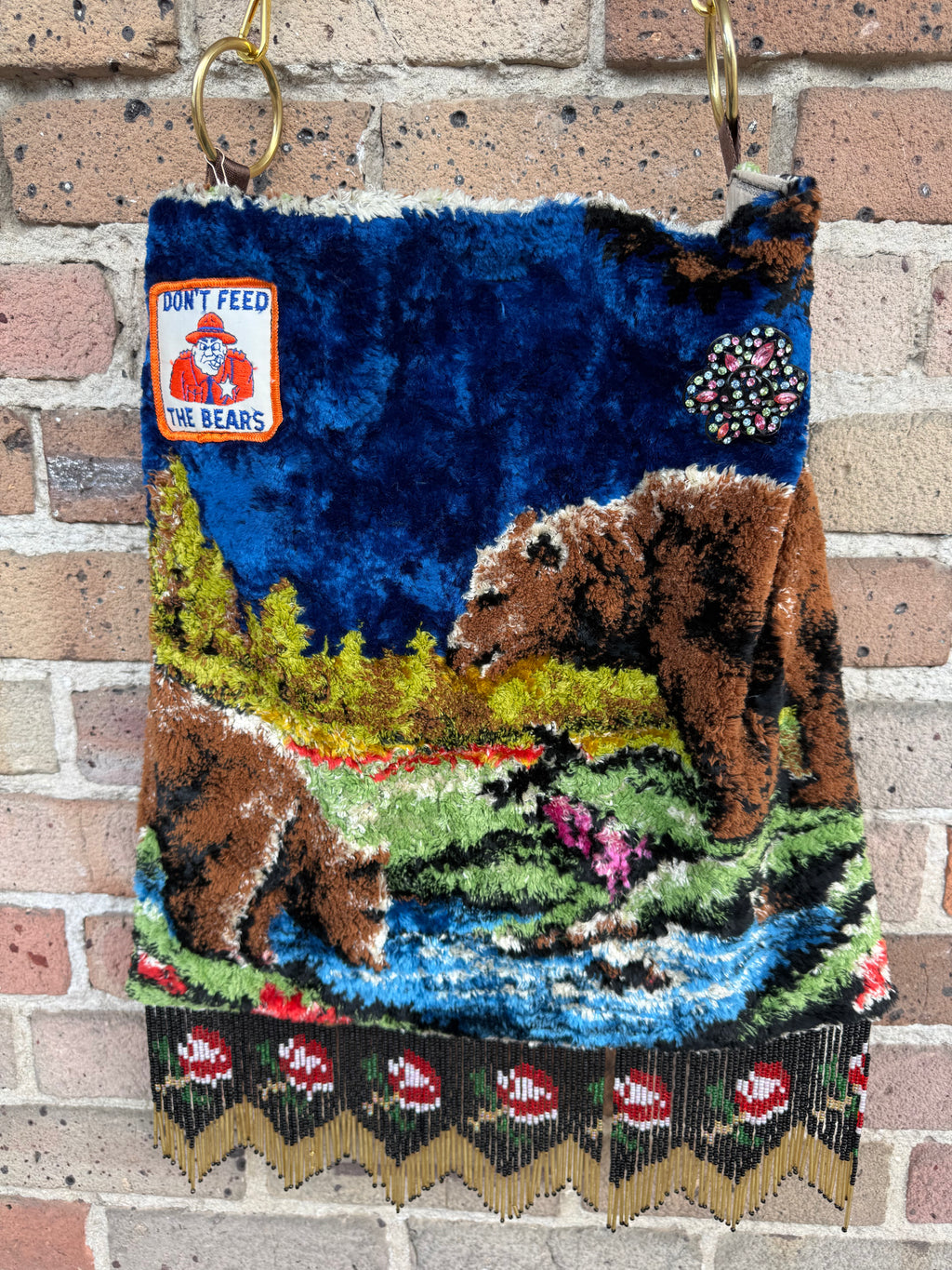 Don't Feed the Bears Handmade Vintage Tapestry
