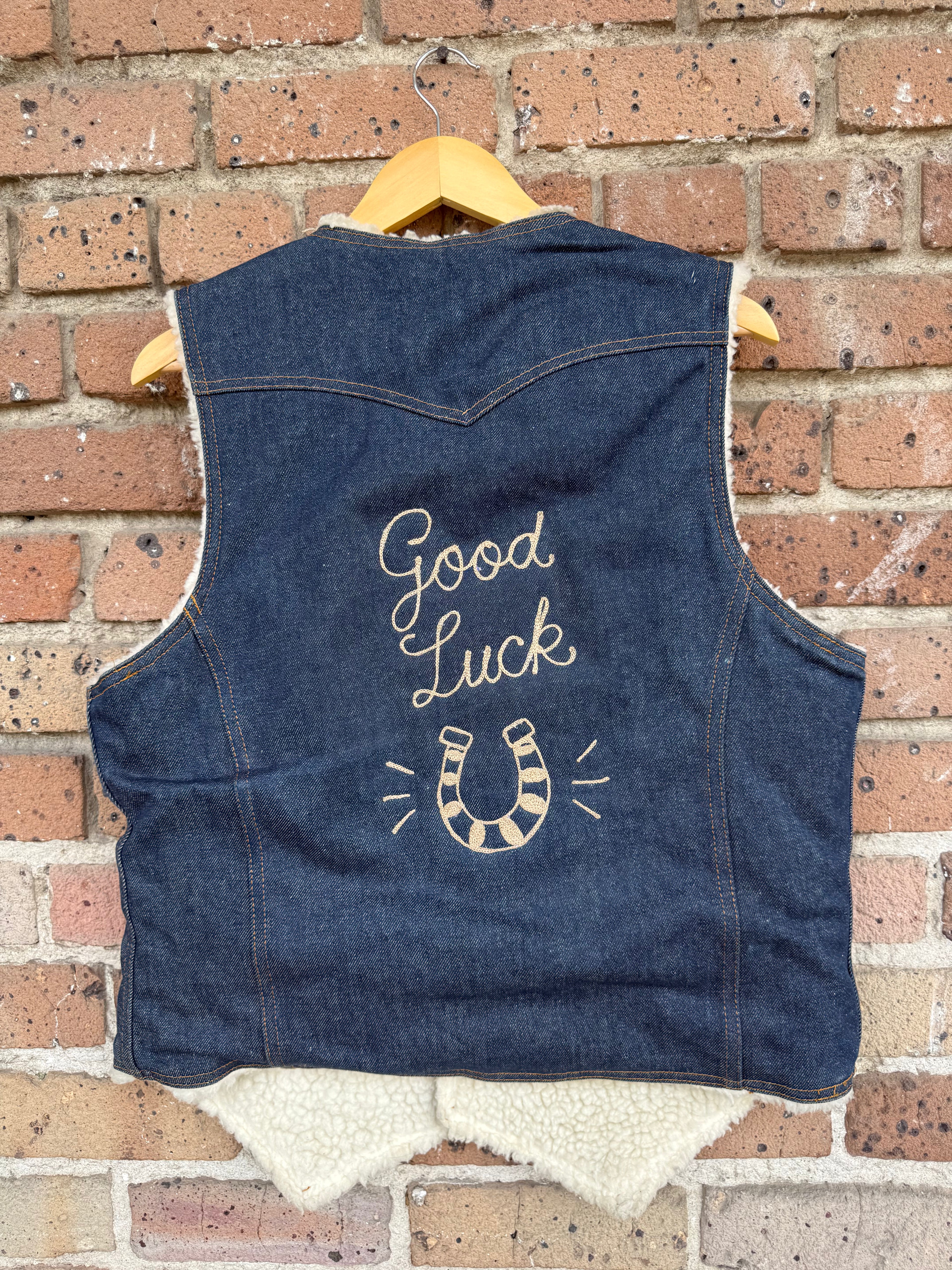 Good Luck Vest with Horse Shoe and Wool Lining by Dressed
