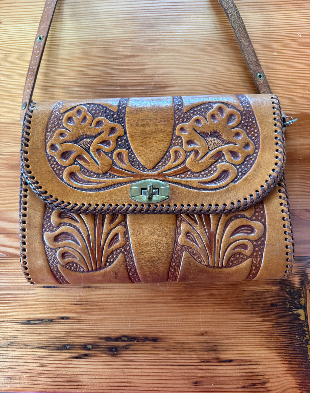 Vintage Hand Tooled Leather Purse