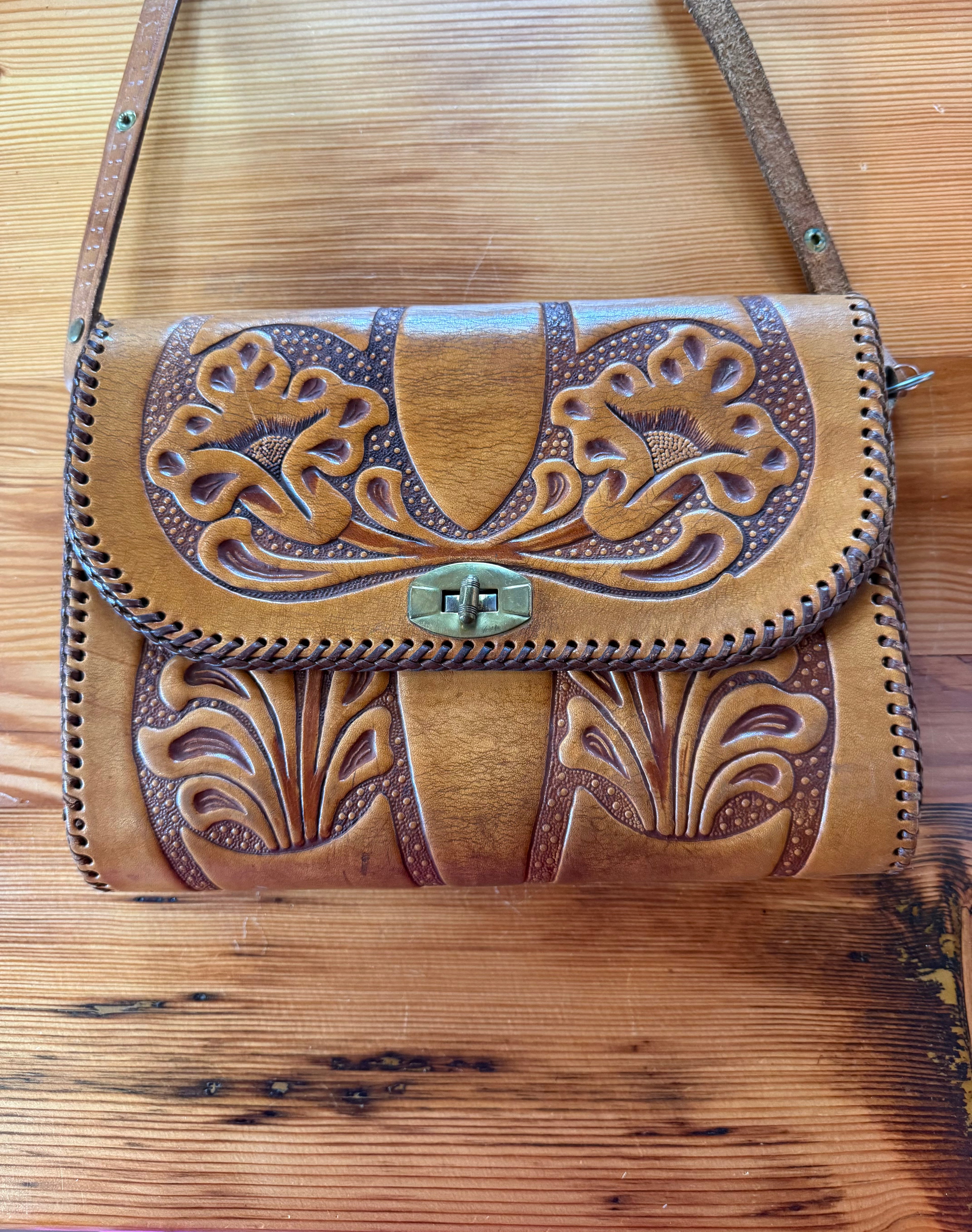 Vintage Hand Tooled Leather Purse