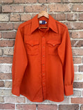 Vtg Panhandle Slim Western Shirt Mens 16-34 Orange Pearl Snap Gabardine 70s