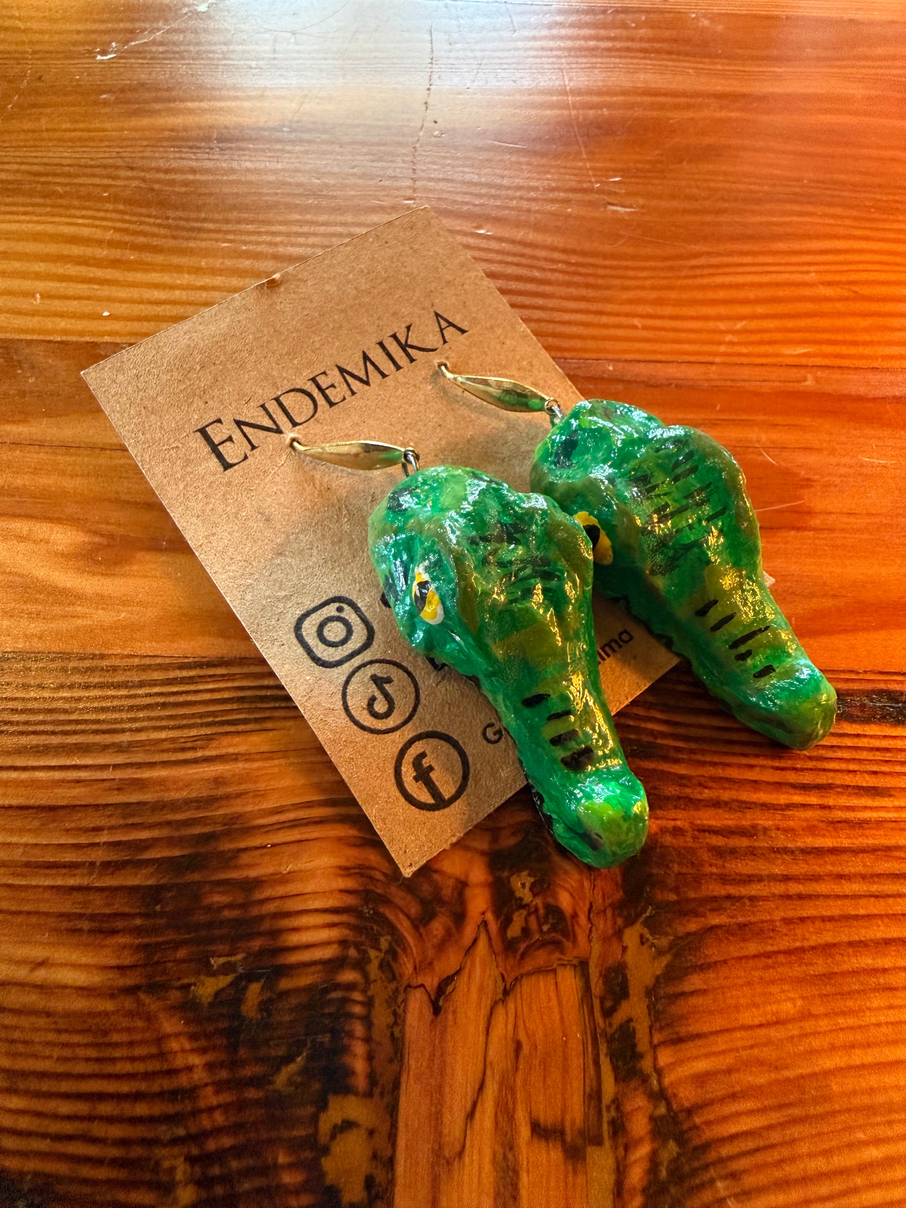 Gator Earrings - Green