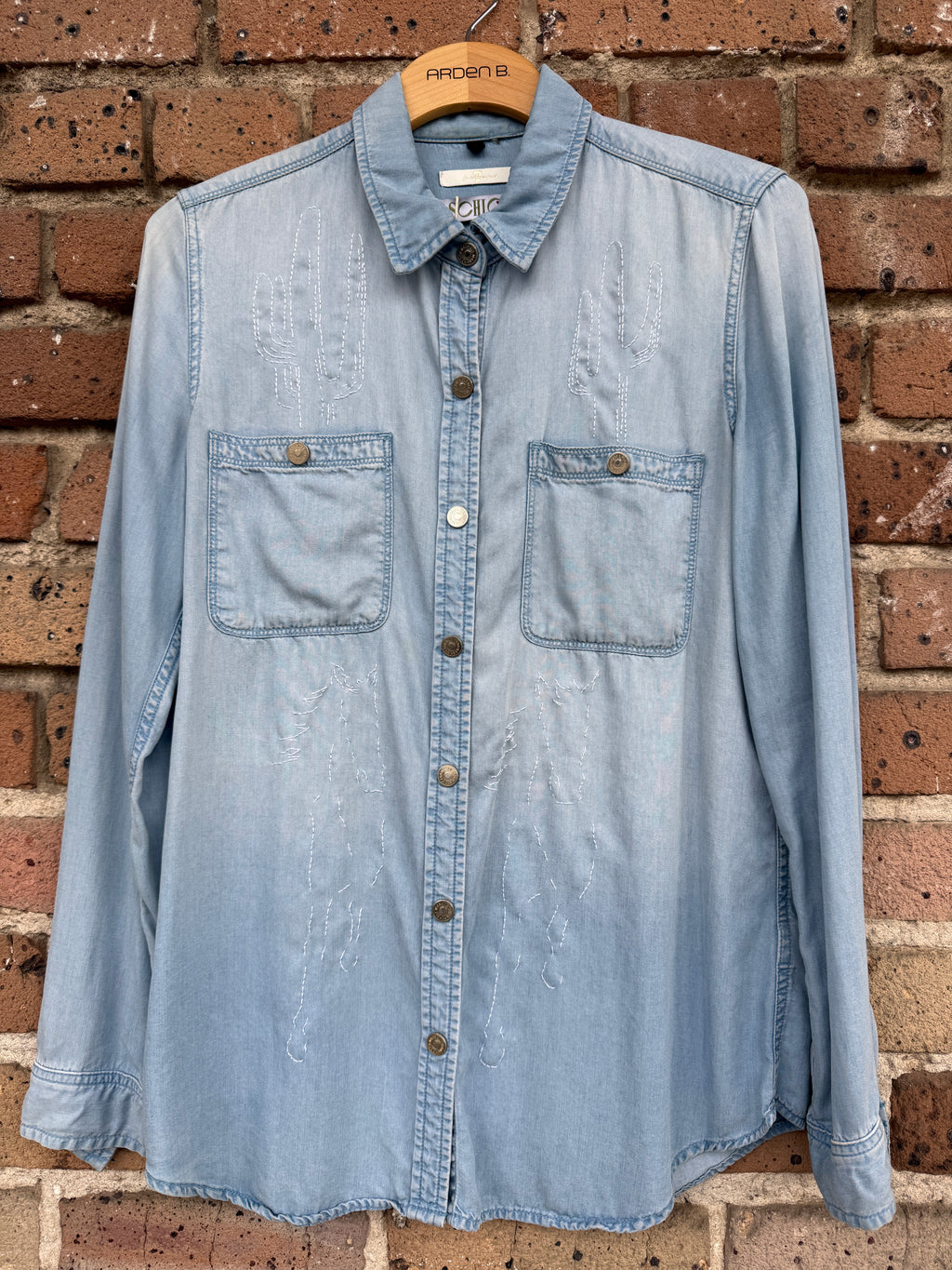 Schloss Hand Stitched Chambray with Cactus and Horse Motif