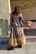 Penny Deluxe Wild Horses Faux Fur Trim Coat