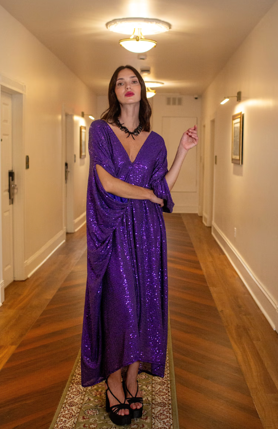 Jennafer Grace Galactic Grape Sequin Caftan