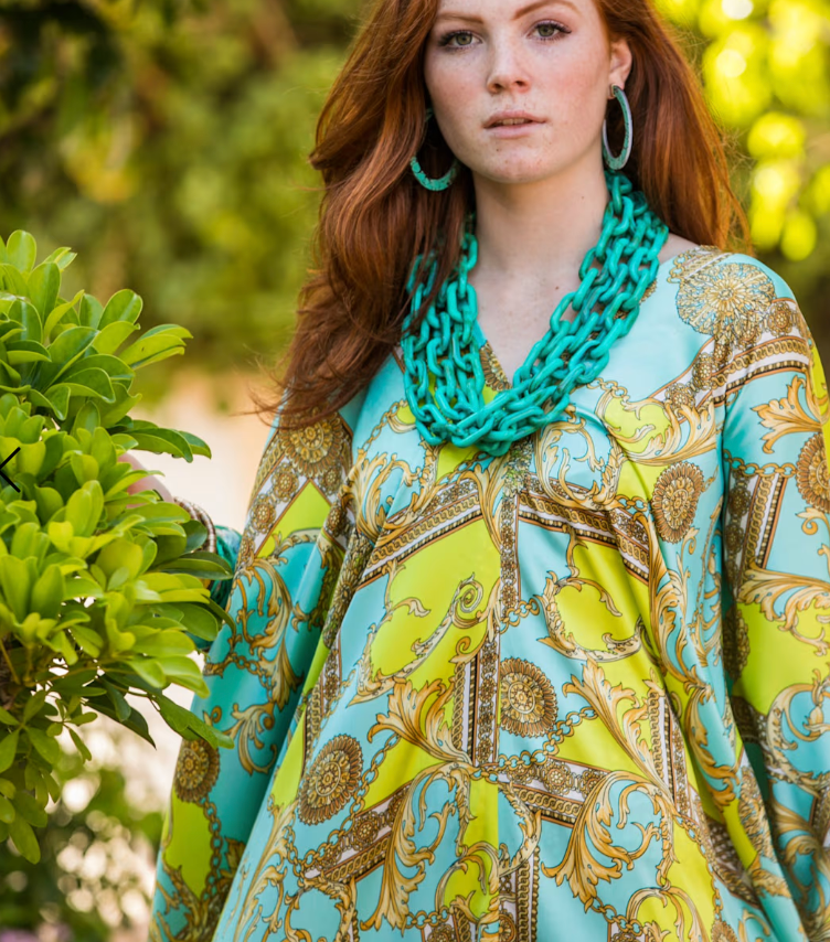 Jennafer Grace Voglia Blue Kaftan Caftan Dress