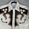 Vintage H Bar C Pearl Snap Cream and Black Steerhead