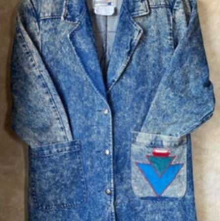 Pioneer Wear Denim Duster with Geometric Design