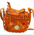 Hand Tooled Leather Saddle Handbag