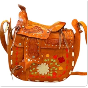 Hand Tooled Leather Saddle Handbag