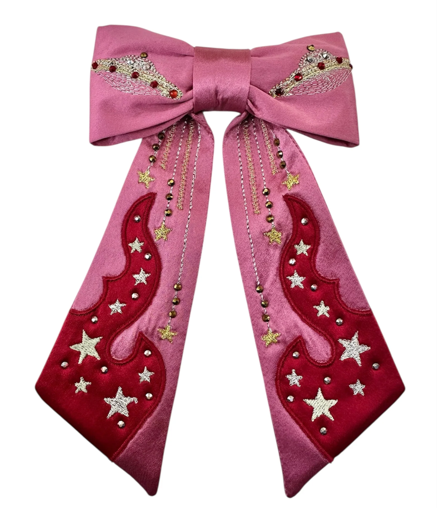 Pink and Red Cosmic Flame Bow