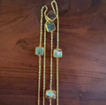 Faux-Turquoise Long Square Necklace